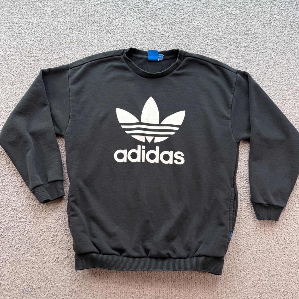 Adidas Originals Mens Trefoil Logo Crewneck Sweatshirt Black BP9494 Size S